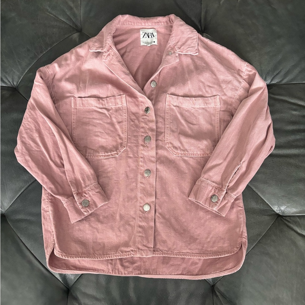 Zara Pink Denim Oversized Shacket